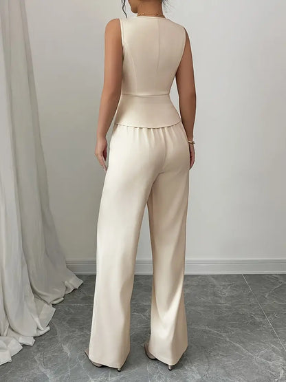 Women's Tailored Sleeveless Wide-Leg Set