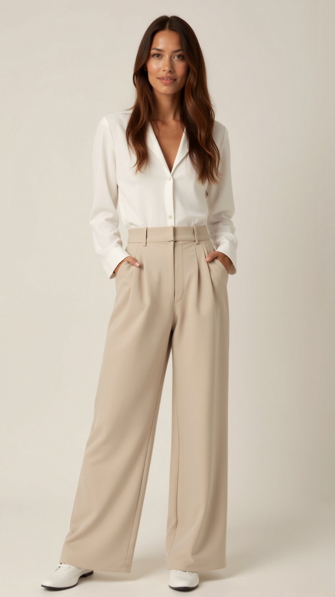 Women's High-Waist Pleated Trousers