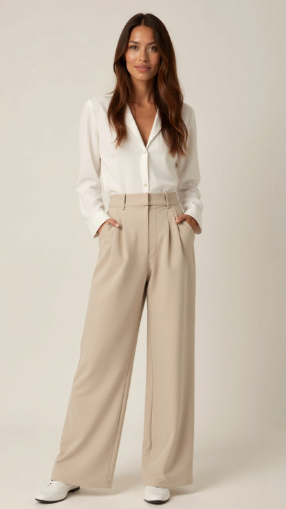 Women's High-Waist Pleated Trousers