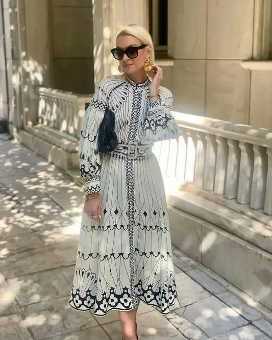 Women's Bohemian Printed Midi Dress