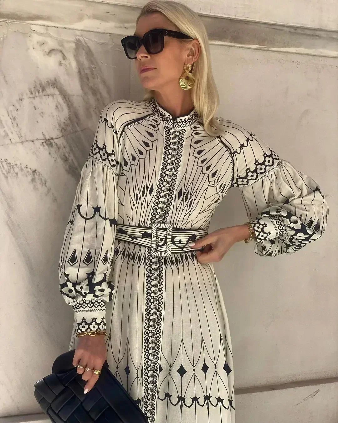 Women's Bohemian Printed Midi Dress