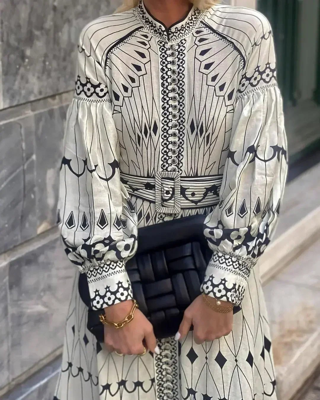 Women's Bohemian Printed Midi Dress