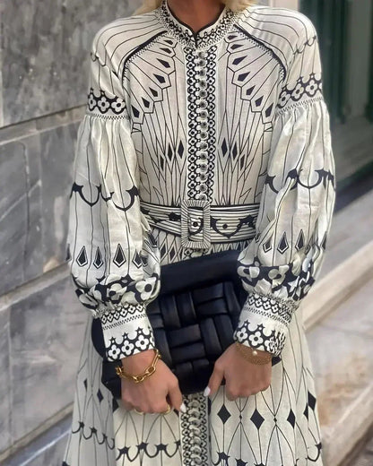 Women's Bohemian Printed Midi Dress