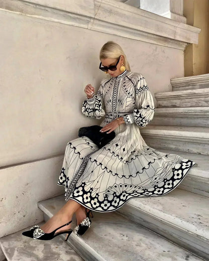 Women's Bohemian Printed Midi Dress