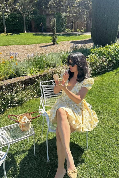 Women's Floral Puff Mini Dress