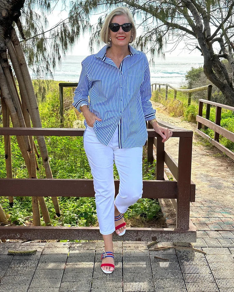 Women’s Classic Striped Button Blouse
