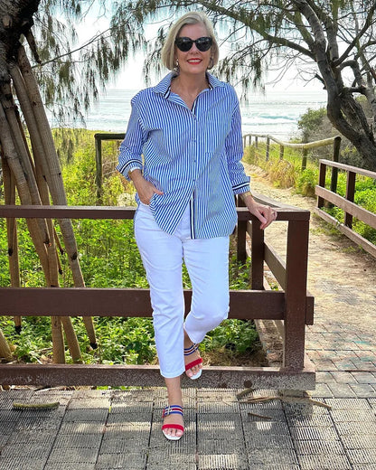 Women’s Classic Striped Button Blouse