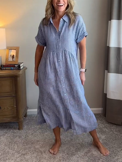 Women's Striped Button-Front Dress