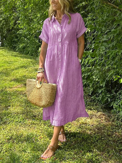 Women's Striped Button-Front Dress