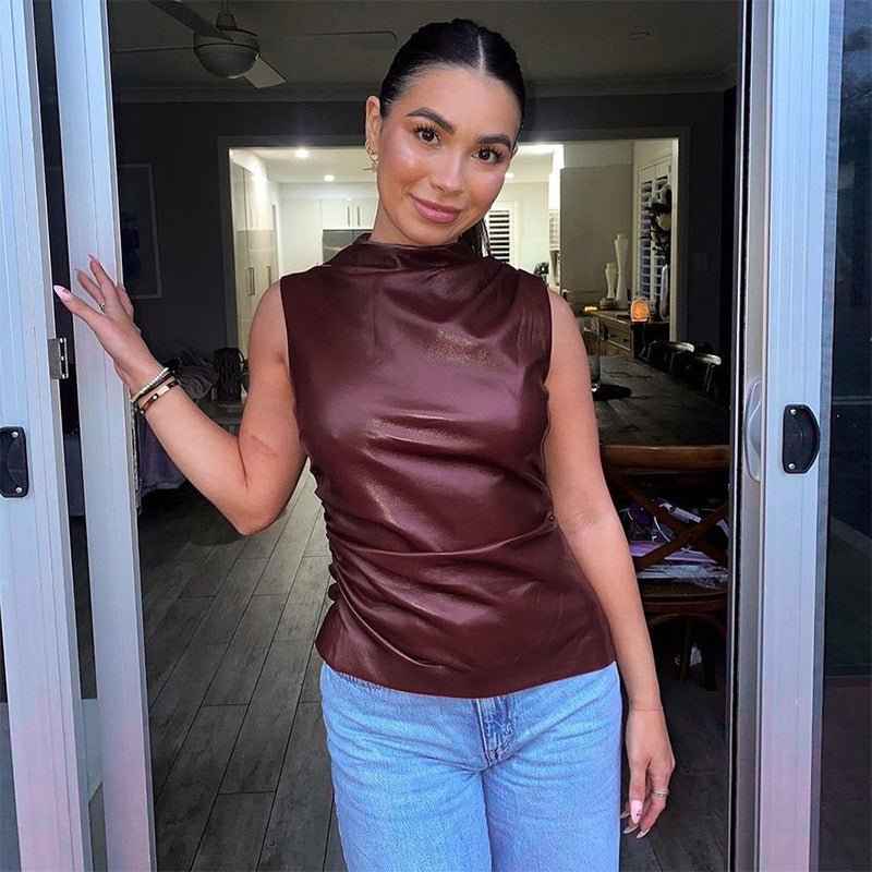 Women's Leather Sleeveless Top