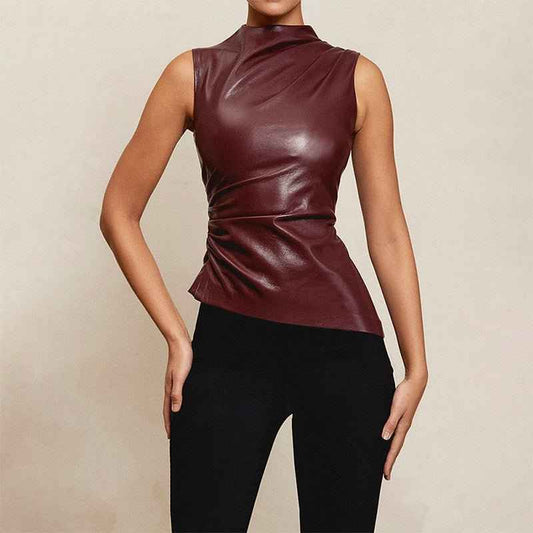 Women's Leather Sleeveless Top