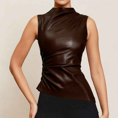 Women's Leather Sleeveless Top