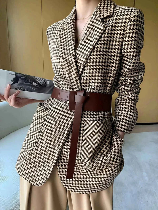 Women's Belted Classic Tailored Blazer
