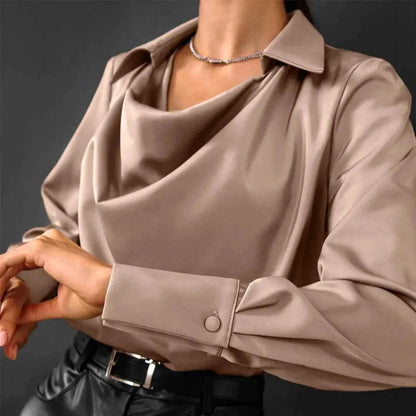 Satin Cowl Neck Blouse Shirt
