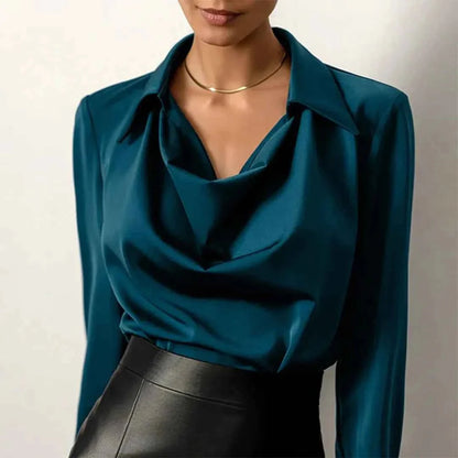 Satin Cowl Neck Blouse Shirt