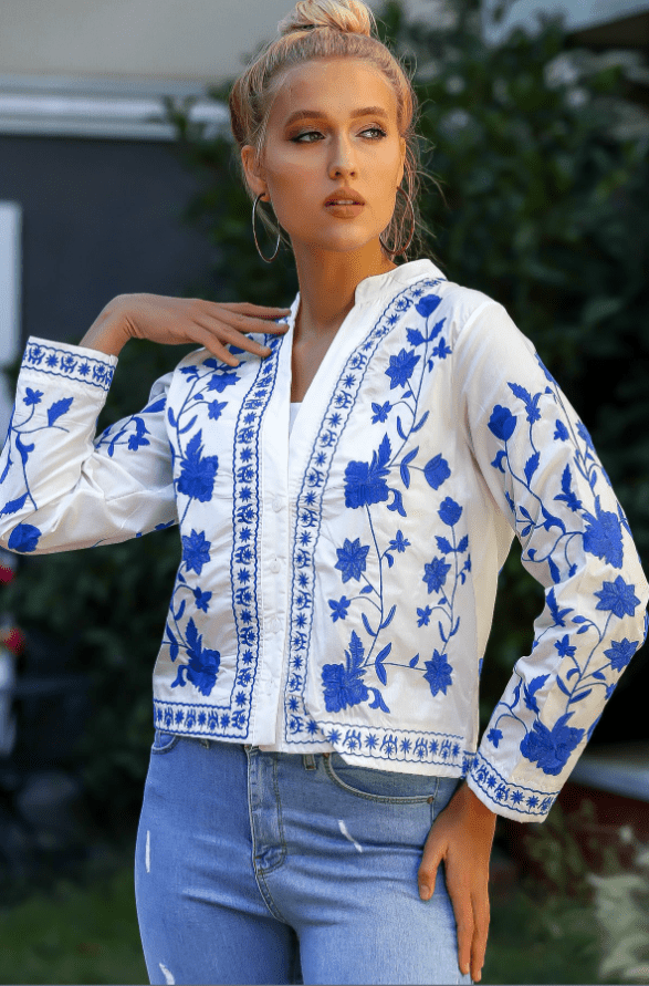 Floral Embroidered Blouse Shirt