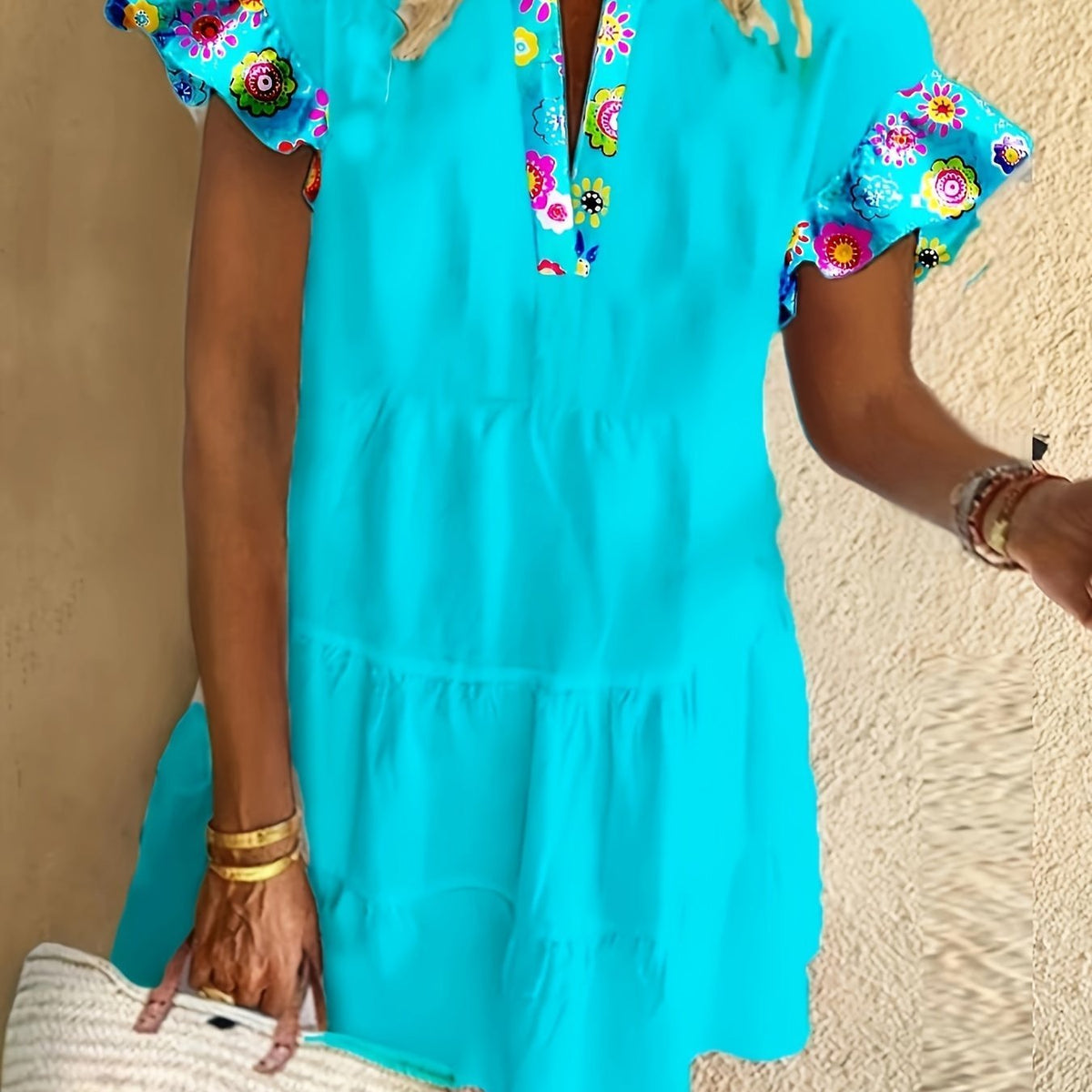 Women's Boho Floral Midi Dress