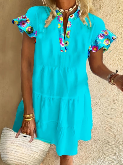 Women's Boho Floral Midi Dress