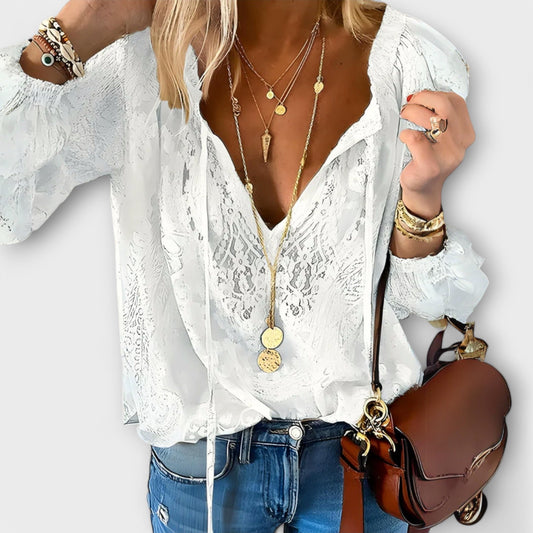 Women’s Boho Lace V-Neck Blouse
