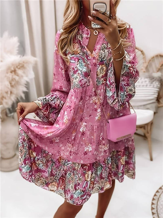 Women's Boho Floral Midi Dress