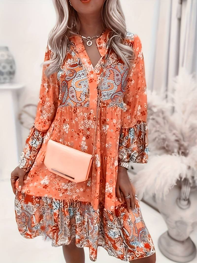Women's Boho Floral Midi Dress