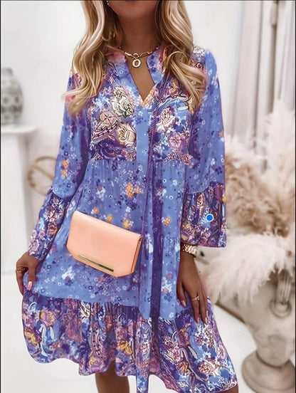 Women's Boho Floral Midi Dress
