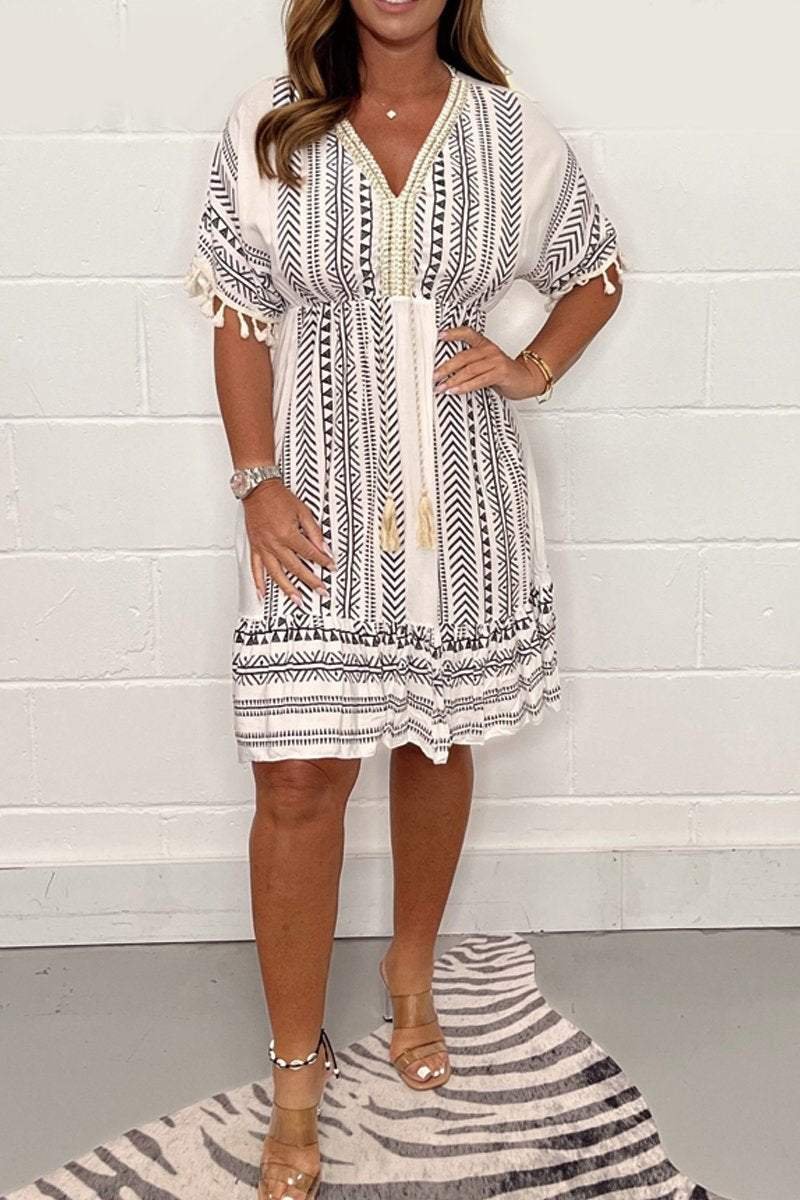 Women's Boho Tassel Mini Dress