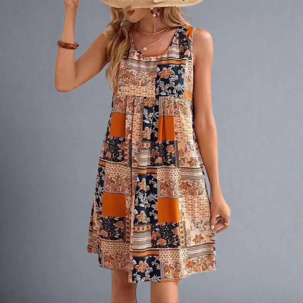 Women's Patchwork Sleeveless Boho Dress