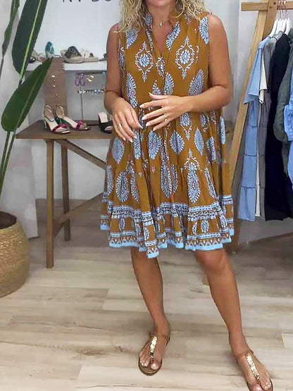 Women's Tiered Printed Boho Dress