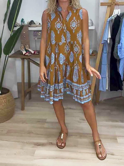 Women's Tiered Printed Boho Dress
