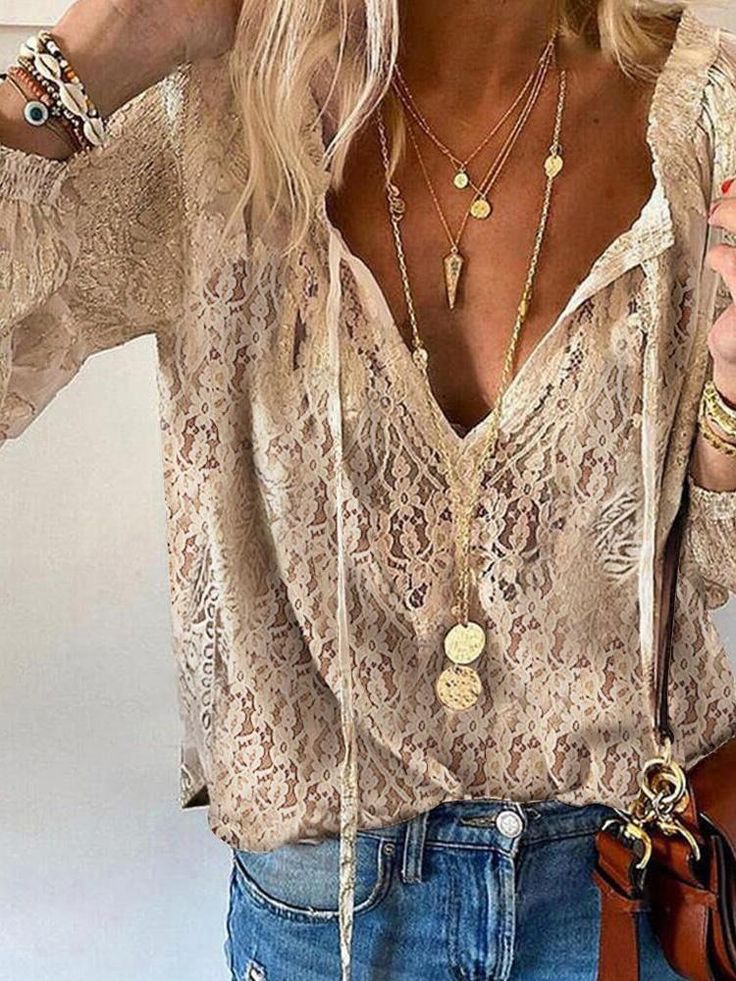 Women’s Elegant Boho V-Neck Blouse