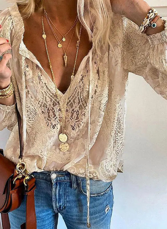 Women’s Elegant Boho V-Neck Blouse