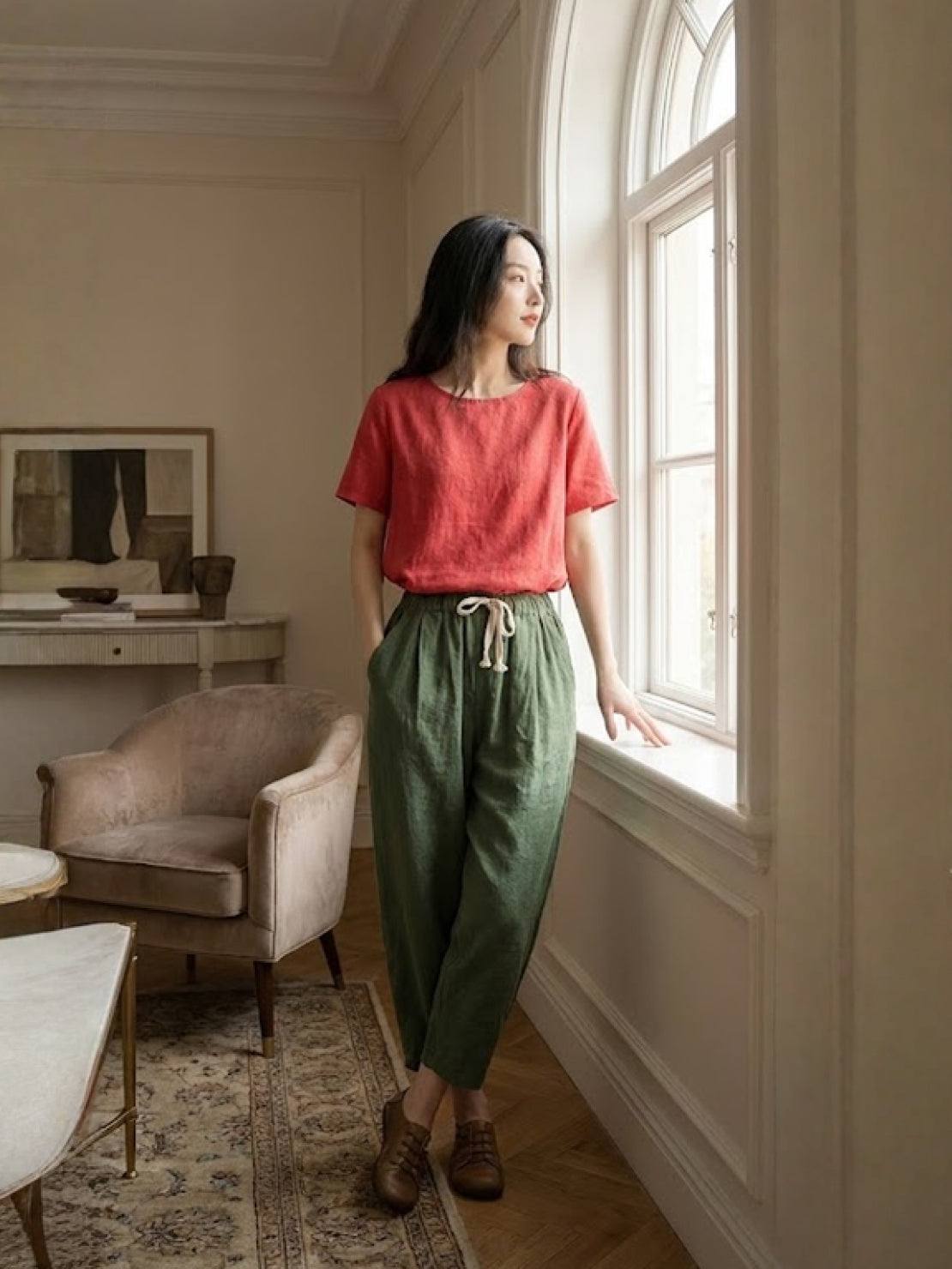Women's Slim Drawstring Casual Trousers