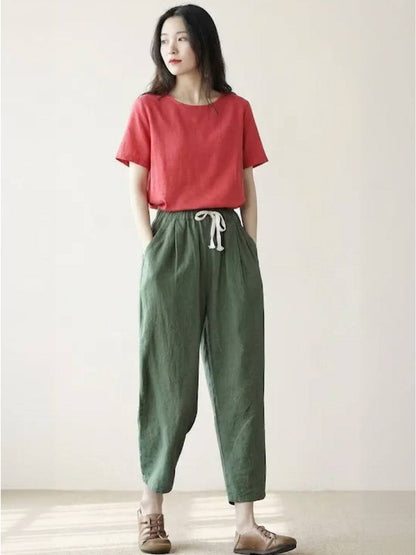 Women's Slim Drawstring Casual Trousers