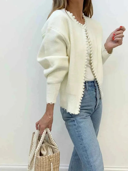 Women's Pearl Fringe Knit Cardigan
