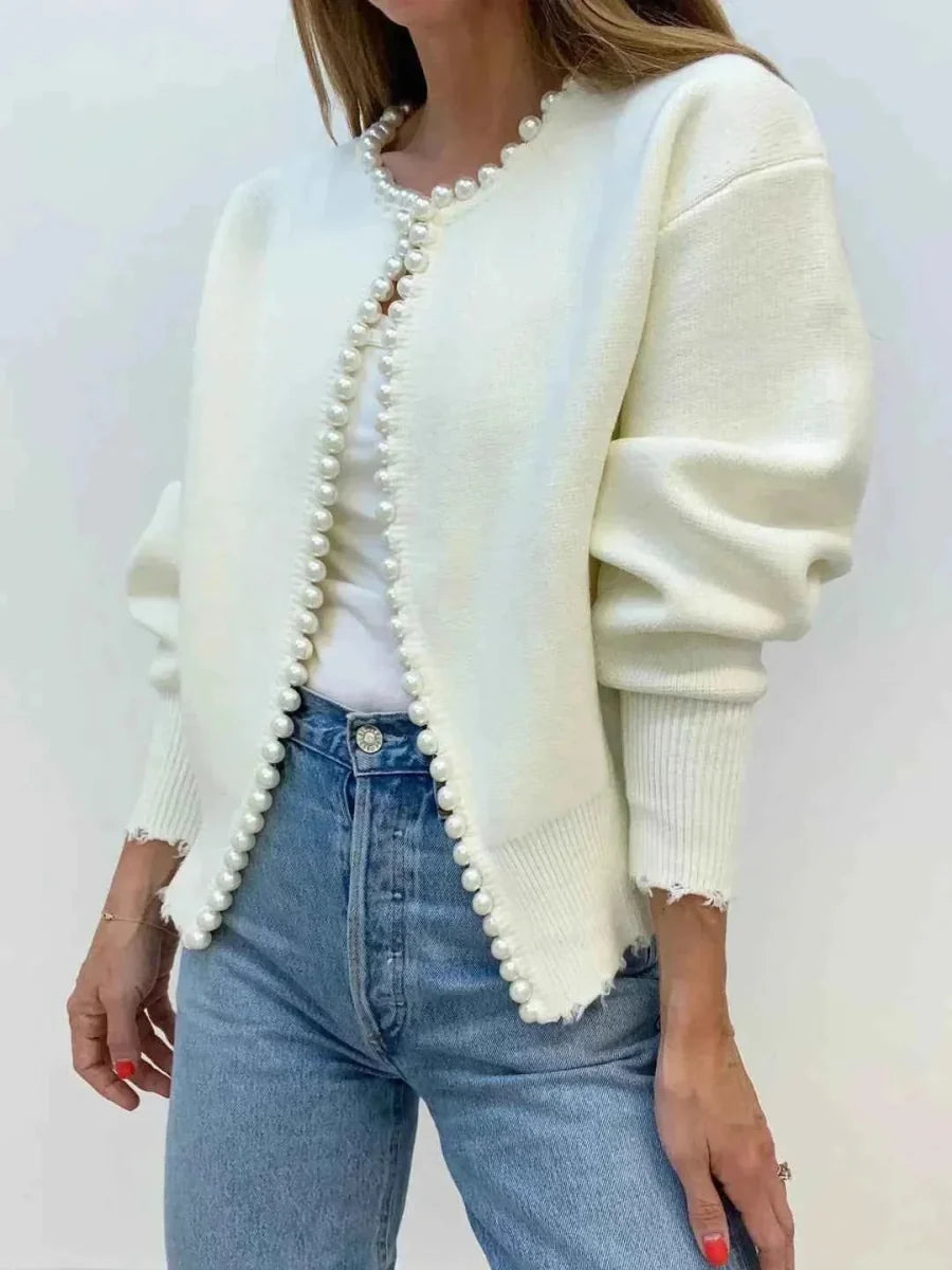 Women's Pearl Fringe Knit Cardigan