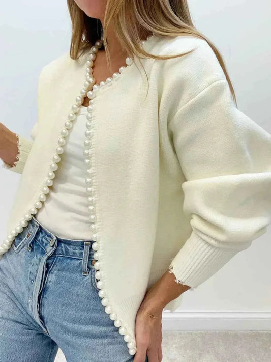 Women's Pearl Fringe Knit Cardigan
