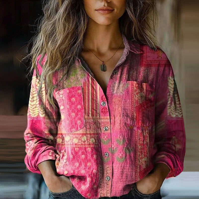 Women’s Printed Button Front Blouse