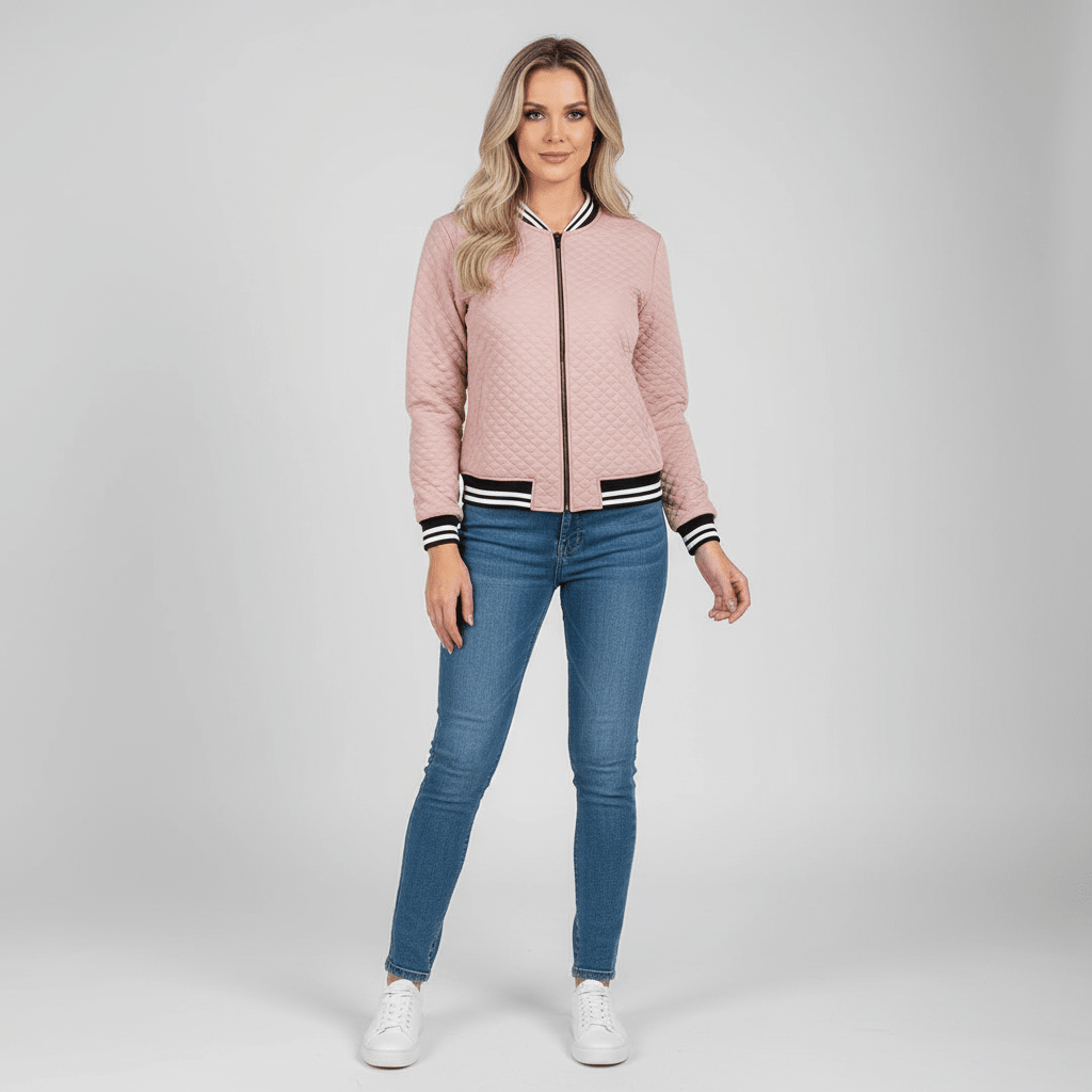 Women's Sporty Zip-Up Bomber Jacket