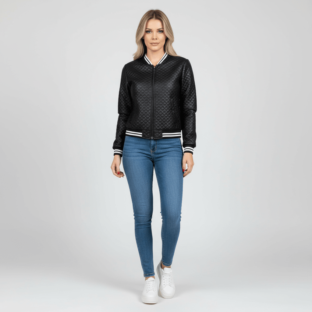 Women's Sporty Zip-Up Bomber Jacket