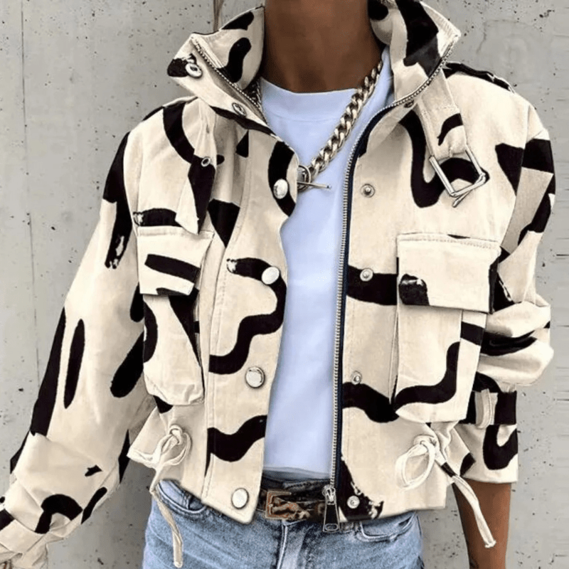 Women's Cropped Hooded Casual Jacket