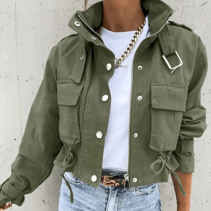 Women's Cropped Hooded Casual Jacket