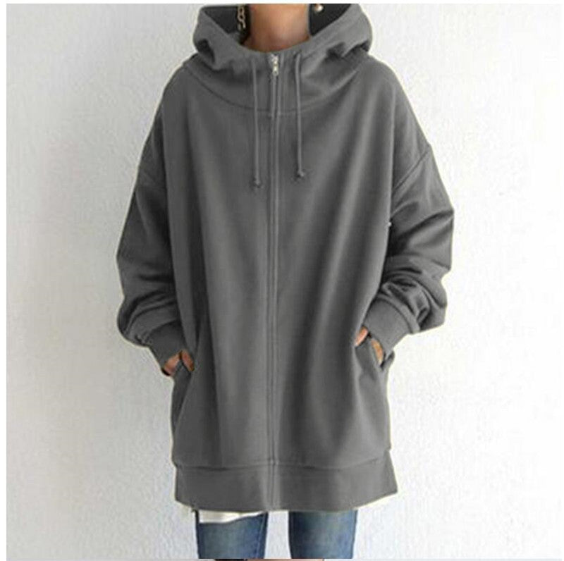 Women's Oversized Zip-Up Casual Jacket