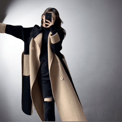 Women's Long Colourblock Winter Coat