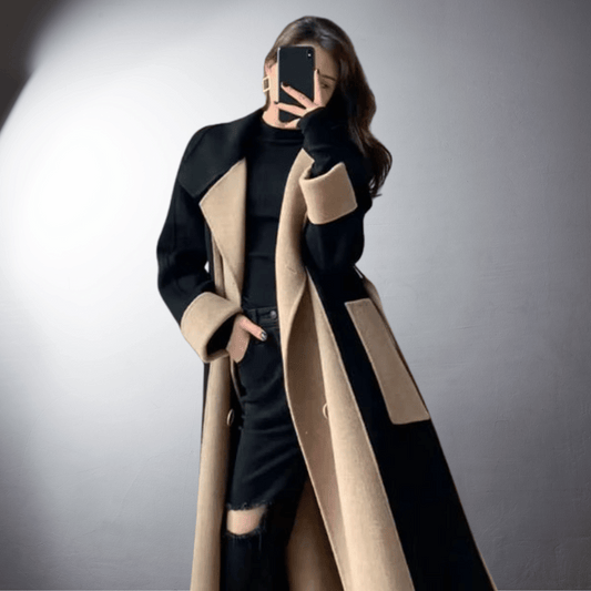 Women's Long Colourblock Winter Coat
