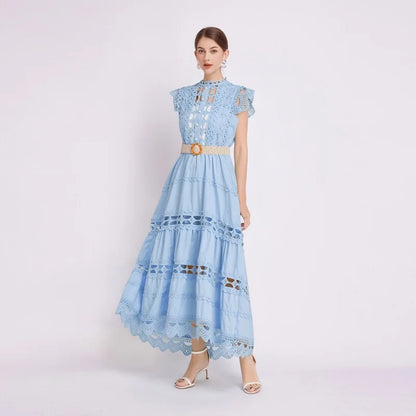 Women's Waist-Cinching Lace Dress