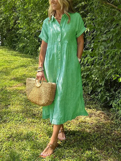 Women's Striped Button-Front Dress
