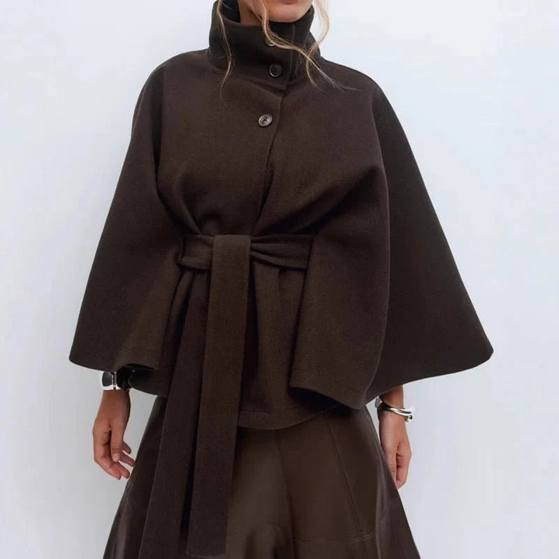 Women's Elegant Cape Belted Coat