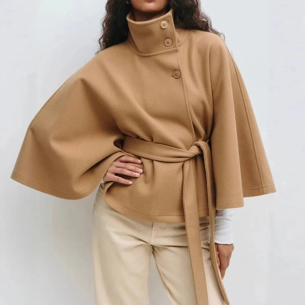 Women's Elegant Cape Belted Coat