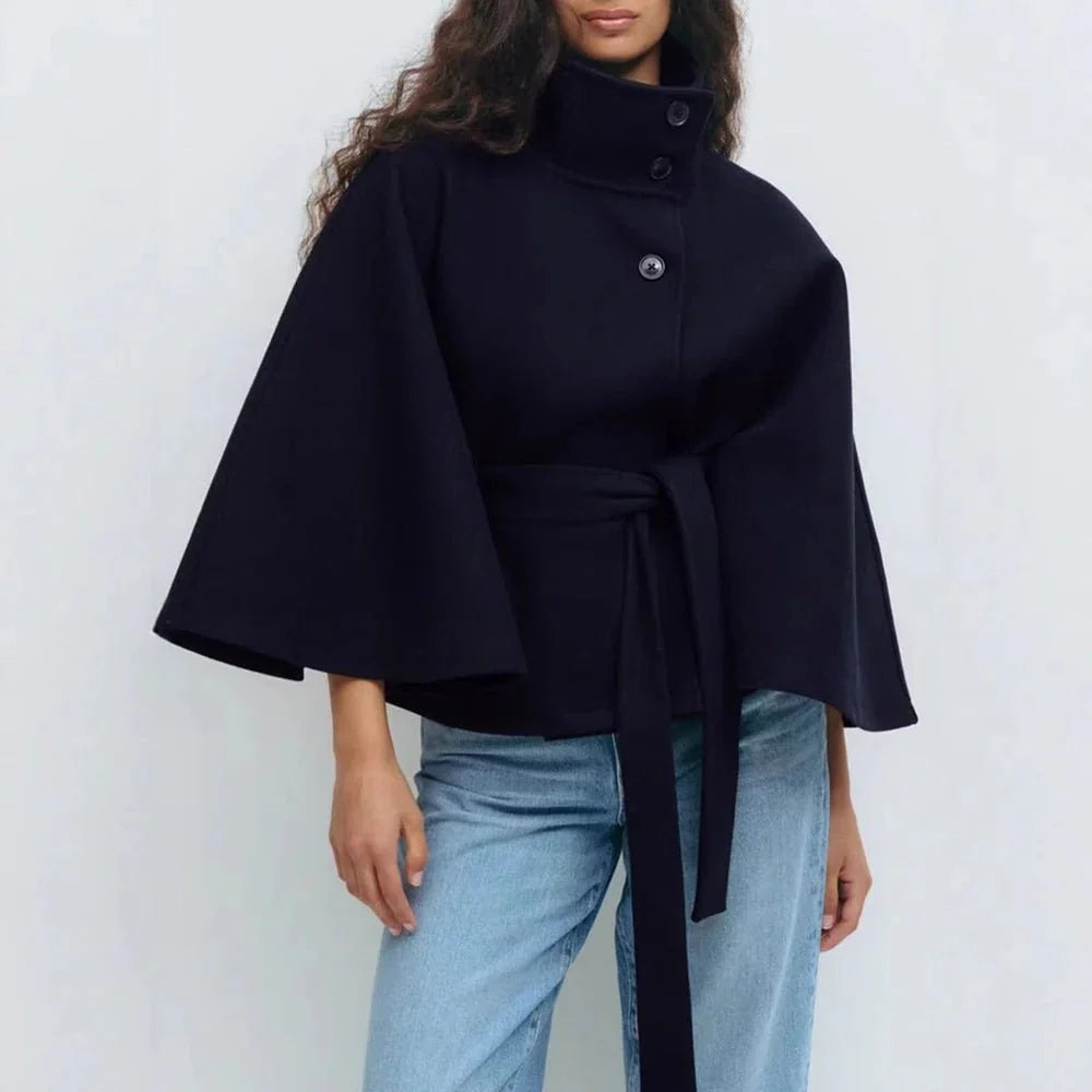 Women's Elegant Cape Belted Coat